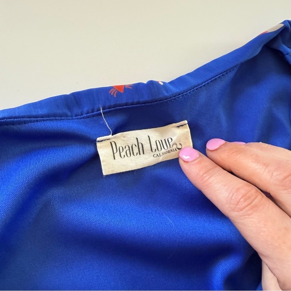 ModCloth-Peach Love-Fox Dress-Blue-Orange- A Line-Whimsical-Size M - Picture 3 of 12